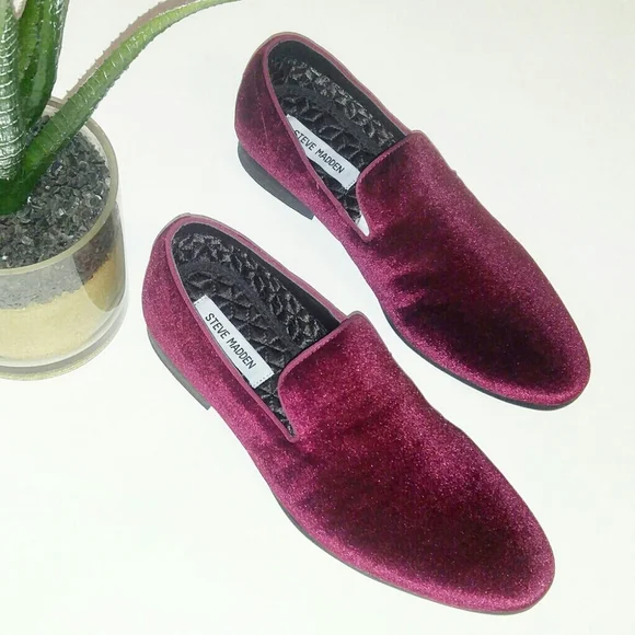 ?NIB Men\'s Steve Madden Burgundy Velvet Loafers ARLYN Burgundy Velvet Loafers | Men main image 3